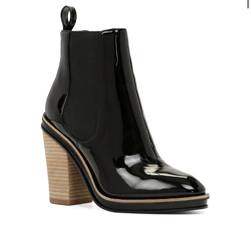 Aldo Glossy Black Heeled Boots